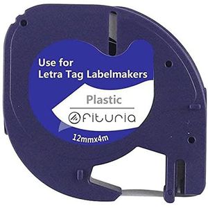 OFITURIA® LT-100H Labeltape voor Letratag-reserveonderdelen, compatibel met kunststof, 12 x 4 mm, zwart, op witte achtergrond, 1 stuk