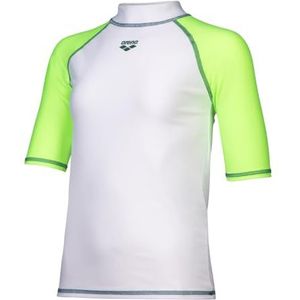 Arena Heren Unisex Jr Rash Vest S/S Graphic Top, Wit-zacht Groen, 36