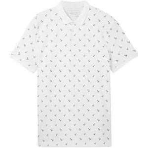 TOM TAILOR Denim Poloshirt voor heren, 35505 - Wit Grijs Mini Palm Print, S