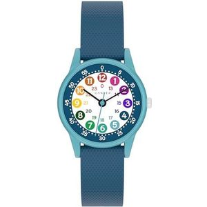 Cander Berlin MNA 1430 T kinderhorloge, kinderhorloge, polshorloge voor jongens en meisjes, leerhorloge, blauw, turquoise, waterdicht, blauw, Riemen.