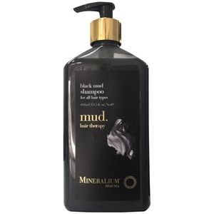 Mineralium - Shampoo met Zwarte Modder uit de Dode Zee - Alle Haartypes - Reinigend, Versterkend, Hydraterend - Verrijkt met Mineralen, Aloë Vera, Vitamine E - Zonder Parabenen of Kleurstoffen - 400ml