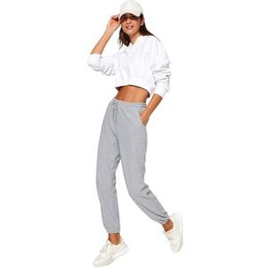 TRENDYOL Loungewear Trainingsbroek voor dames, medium tailleband, elastische broekspijpen, relaxed fit, grijs, M