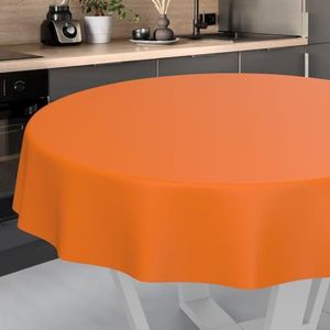 ANRO Tafelkleed, afwasbaar, tafelzeil, voor binnen en buiten, rond, met snijrand, 120 cm, oranje