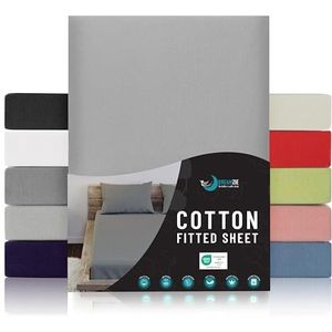 Hoeslaken - Wit - Katoen - Geschikt voor 1-persoonsbed