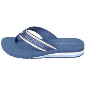 Tommy Hilfiger Dames IM Hilfiger Beach Sandaal Flip-Flop, Fossil Blue, 4 UK, Fossiel Blauw, 37 EU