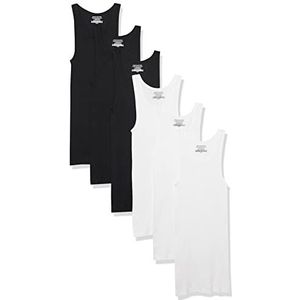Amazon Essentials Men's Onderhemden in tanktopmodel, Pack of 6, Zwart/Wit, L