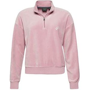 Superdry Code SL Velour Henley Sweatshirt voor dames, Everglow Pink, 36