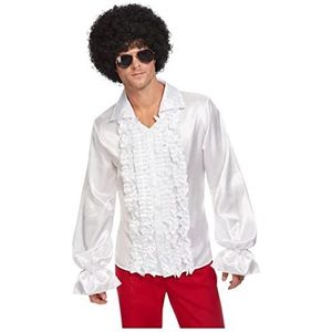 60s Ruffled Shirt, White, (L)
