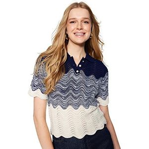 Trendyol Dames Regular Fit Basic Polo Neck Knitwear Sweater, Donkerblauw, M