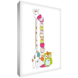 Feel Good Art GIRICE-A6BLK-12G diamantgepolijst, glasachtig decoratief blok, heer giraffe en uil eten een ijs, 14,8 x 10,5 cm