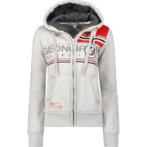 Geographical Norway Flipper Lady Damessweatshirt met capuchon en zakken, kangoeroe, sweatshirt, lange mouwen, warm, hoodie, jas, dames, lente, zomer, herfst, winter (lichtgrijs XL), Lichtgrijs, XL