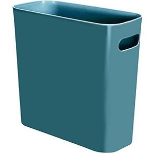 Youngever 5,5 l slanke vuilnisbak, herbruikbare 5,5 l plastic vuilnisbak, kleine vuilnisbak met handgrepen voor thuiskantoor, woonkamer, studeerkamer, keuken, badkamer (groenblauw)