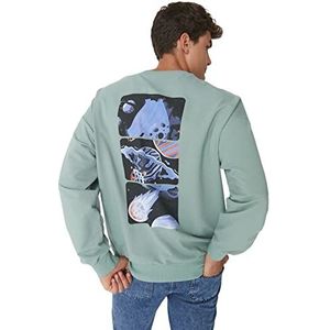 Trendyol Heren ronde hals Galaxy oversized sweatshirt, mint, M, Munt, M