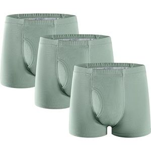 3-delige set heren incontinentiebroeken Katoenen wasbare, herbruikbare en lekbestendige incontinentiebroeken voor heren met absorberend kussen 300 ML urinevolume groen maat M