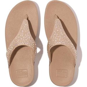 Fitflop Lulu Crystal-Mix teenslippers voor dames, Metallic Klassiek Beige, 36 EU
