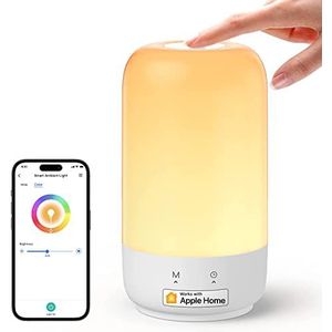 Meross Smart LED Nachtlampje Touch Dimmable werkt met Apple HomeKit, kleurverandering Wi-Fi LED nachtlampje werkt met Alexa en Google Home, RGBWW nachtlampje met timer voor de woonkamer