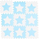 Relaxdays speelmat foam sterren - puzzelmat - kinderen - speelkleed - vloermat eva schuim - wit-blauw