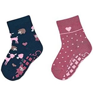 Sterntaler Babymeisjes ABS-sokken dubbelpak bosdieren + stippen kousen, marineblauw, normaal