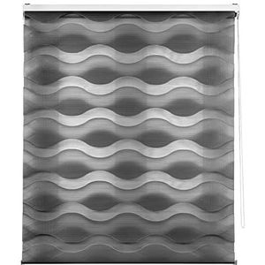 ECOMMERC3 | Rolgordijn voor nacht en dag, golvend, afmetingen 120 x 180 cm, elegant dubbel weefsel, stofgrootte 117 x 175 cm, eenvoudige installatie, antraciet