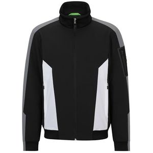 BOSS Heren J Grid waterafstotende gewatteerde jas met logo op de mouwzak, zwart 1, M