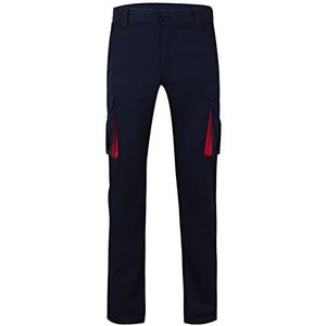VELILLA 103024S; tweekleurige stretchbroek met meerdere zakken; kleur marineblauw en rood, maat 56
