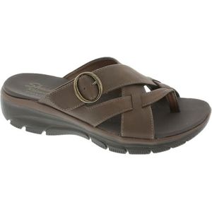 Skechers Women's Easy Going-Sundown Flip-Flop, Chocolate, 11