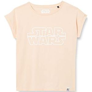 Disney Star War Outline Logo Boyfriend T-Shirt - Roze, Maat: S - Officieel gelicentieerde vintage stijl, gedrukt in het Verenigd Koninkrijk, ethisch afkomstig, roze, S