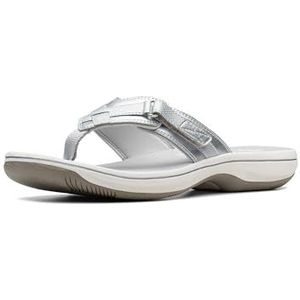 Clarks Breeze Sea dames Teenslipper Teenslipper, Van synthetisch zilver , 38 EU