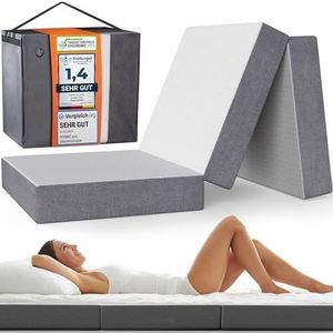 Premium Logeermatras - Modern Vouwmatras incl. draagtas met memory foam, zachte OEKO-TEX hoes - Perfect als comfortabel matras, gastenmatras, opklapbed, reismatras - vouwbed van DYNMC YOU