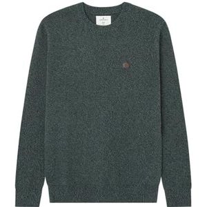 Springfield Reconsider Pretwisted Basic Pullover 7GG met crew kraag en decoratief patch-label, Groen, S