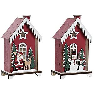 DKD Home Decor Kerstdecoratie van hout (2 stuks) (9,5 x 5,5 x 16 cm)