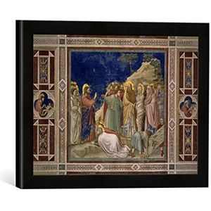 Ingelijste afbeelding van Giotto di Bondone The The Wekker of Lazarus, kunstdruk in hoogwaardige handgemaakte fotolijst, 40 x 30 cm, mat zwart