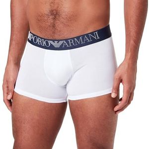 Emporio Armani Heren Men's Rubber Pixel Logo Trunks, wit, S