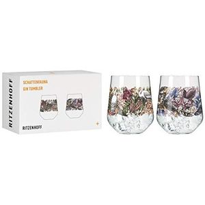 Ritzenhoff 3701001 Gin-glas 700 ml, serie Schaduwfauna, set nr. 1, 2 stuks, ooievaar en vlinder, Made in Germany