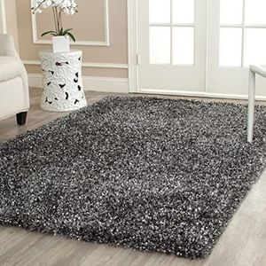 Safavieh Shaggy tapijt, MLS431, handgemaakt polyester, houtskool grijs, 120 x 180 cm MLS431. 160 x 230 cm Houtskool grijs.