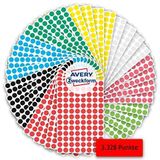 AVERY Zweckform 59994 zelfklevende markeringspunten 3.328 stuks (diameter 8 mm, 8 kleuren met elk 416 plakpunten op 4 vellen, kleurcodering, ronde stickers voor kalender, planner en knutselen, papier)