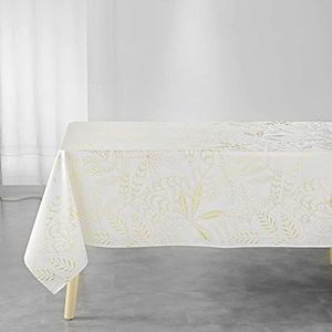 douceur d'intérieur, Belflor Tafelkleed, rechthoekig, 150 x 240 cm, wit/goud, polyester, bedrukt met metallic,
