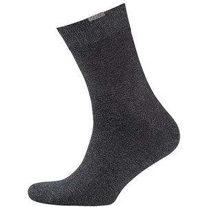 Nur Der Set van 3 perfecte sokken van ademend katoen, eenkleurig, met comfortabele band zonder drukkende naad voor heren, antracietmel., 43-46 EU