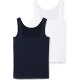 TOM TAILOR - Top - Navy/Wit - 2 Pack - Aansluitende Pasvorm - Mouwloos