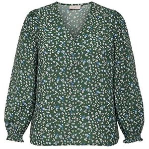 ONLY CARMAKOMA Dames CARFERNI LS TOP AOP Shirt, Verre Green/AOP: SMALL Flower, 44
