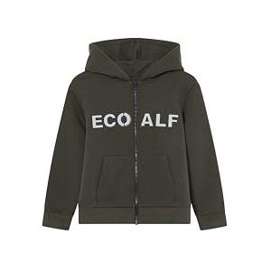 ECOALF Islalf kindersweatshirt, katoen, gerecyclede stof, sweatshirt van katoen, sweatshirt met ritssluiting, basic sweatshirt, maat 12 jaar, donkergroen, Donkerwoudgroen, 12 Jaar