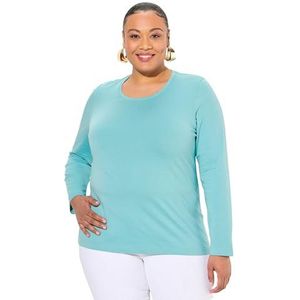 Ulla Popken - T-shirt - Mint Groen - Lange Mouwen - Ronde Hals