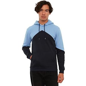 Trendyol Heren Blue Male Kangaroo Zakken Lange Mouwen Hooded Sweatshirt, S