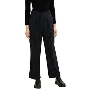 TOM TAILOR Dames Lea Straight Fit stoffen broek met strepen 1034219, 30718 - Black Irregular Pin Stripe, 32W / 32L