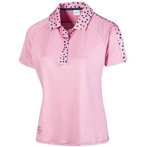 Island Green Golf dames ademende sneldrogende vochtafvoerende poloshirts, roze/marineblauw, XL, 2241 - Roze/Wit, XL