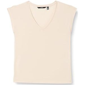 VERO MODA Filli T-shirt met korte mouwen en V-hals, maanbeam, XL