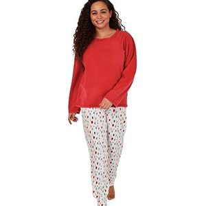 Indigo Sky Gemma Cosy fleece pyjama met manchetten voor dames, Spice Rode Splat Spot, 40-42