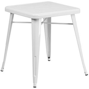 Flash Furniture Vierkante binnen-buitentafel, metaal, wit, 64,77 x 63,5 x 15,24 cm