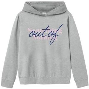 Name It - Nkfofina Ls Nreg Wh - Sweatshirt - Gemengd Grijs - Kinderen - Normale Pasvorm - Capuchon - Lange Mouwen