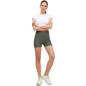 Trendyol Dames sportkleding hoge taille skinny fit shorts lengte sport legging panty, Kaki, X-Small